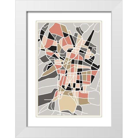 City Grid White Modern Wood Framed Art Print with Double Matting by Creative Artists Studio