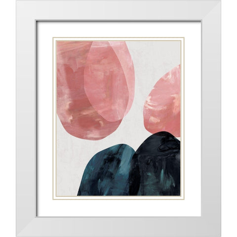 Organic Shapes White Modern Wood Framed Art Print with Double Matting by Creative Artists Studio