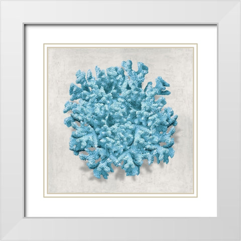 Coral Aqua II White Modern Wood Framed Art Print with Double Matting by Kelly, Caroline