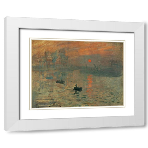 Impression brouillard White Modern Wood Framed Art Print with Double Matting by Monet, Claude