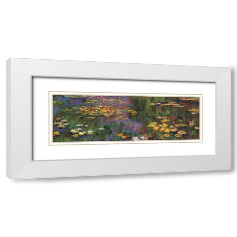 Water Lilies White Modern Wood Framed Art Print with Double Matting by Monet, Claude