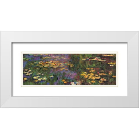 Water Lilies White Modern Wood Framed Art Print with Double Matting by Monet, Claude