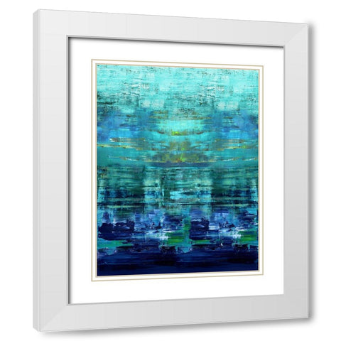 Aqua Reflections White Modern Wood Framed Art Print with Double Matting by Corbin, Allie
