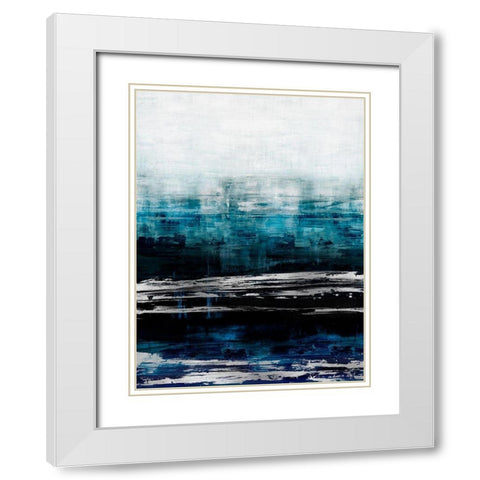 Aqua Reflections with Silver White Modern Wood Framed Art Print with Double Matting by Corbin, Allie