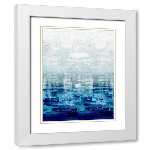 Blue Reflections White Modern Wood Framed Art Print with Double Matting by Corbin, Allie