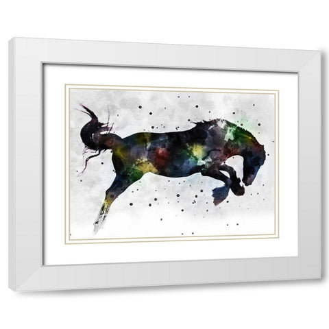 Horse Attitude White Modern Wood Framed Art Print with Double Matting by Young, Chamira