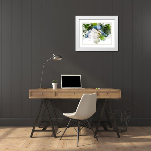 Blue Bird White Modern Wood Framed Art Print with Double Matting by Young, Chamira