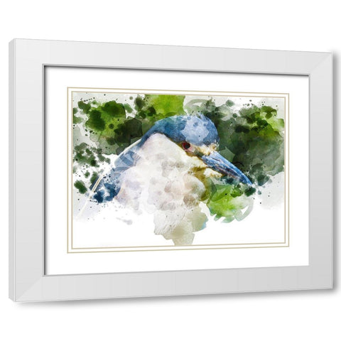 Blue Bird White Modern Wood Framed Art Print with Double Matting by Young, Chamira