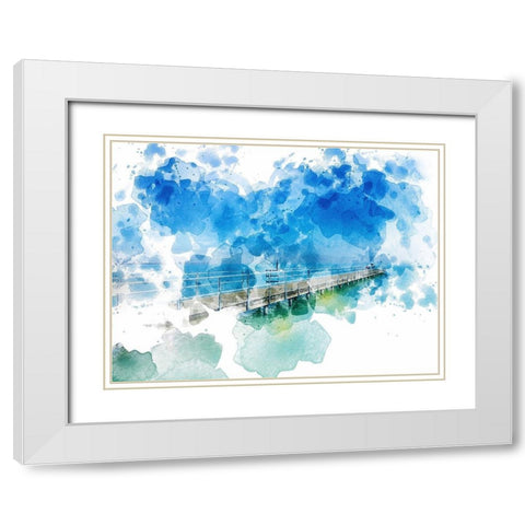 Pier II White Modern Wood Framed Art Print with Double Matting by Young, Chamira
