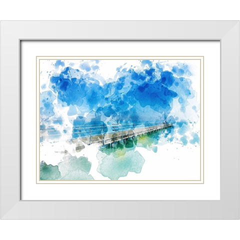 Pier II White Modern Wood Framed Art Print with Double Matting by Young, Chamira