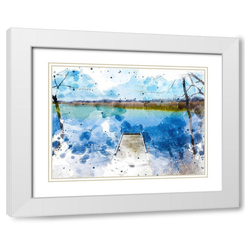 Pier III White Modern Wood Framed Art Print with Double Matting by Young, Chamira
