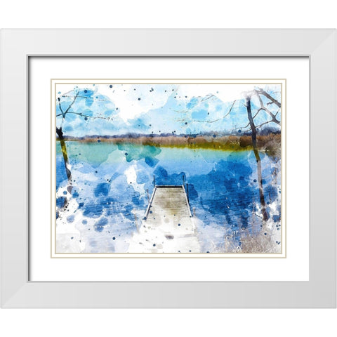 Pier III White Modern Wood Framed Art Print with Double Matting by Young, Chamira