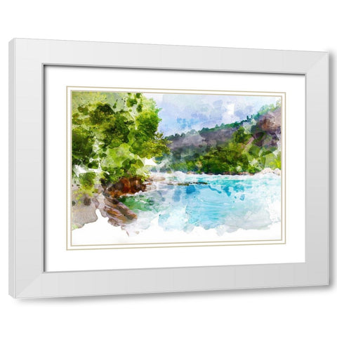 River Run I White Modern Wood Framed Art Print with Double Matting by Young, Chamira