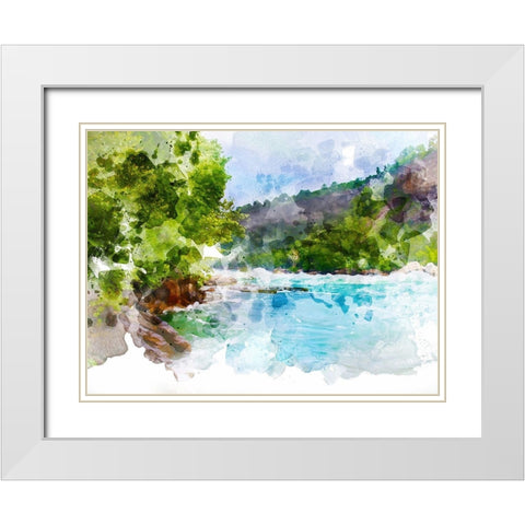 River Run I White Modern Wood Framed Art Print with Double Matting by Young, Chamira