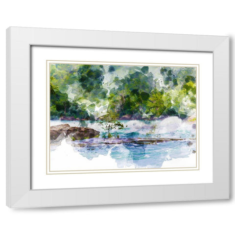 River Run II White Modern Wood Framed Art Print with Double Matting by Young, Chamira