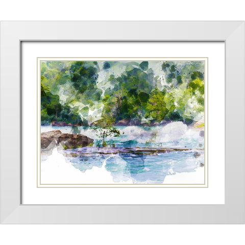River Run II White Modern Wood Framed Art Print with Double Matting by Young, Chamira