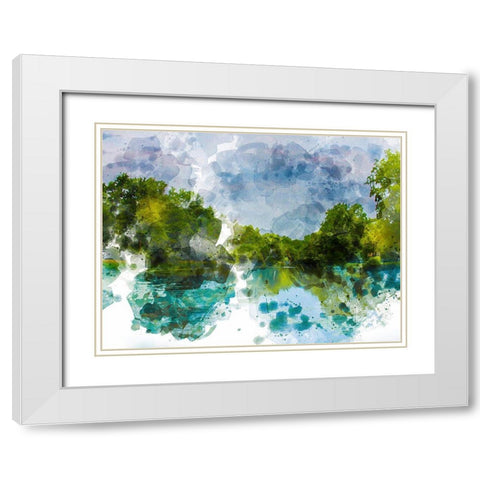 River Run III White Modern Wood Framed Art Print with Double Matting by Young, Chamira