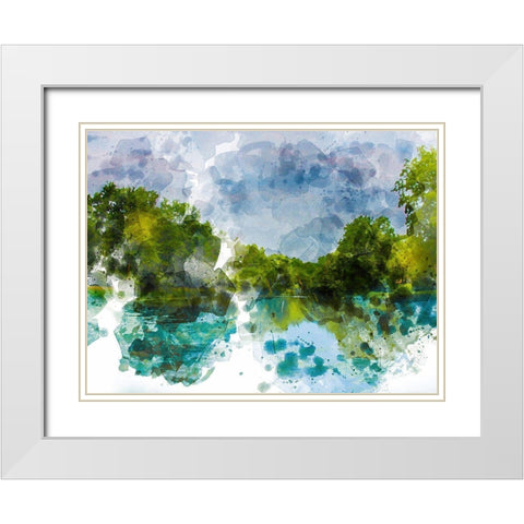 River Run III White Modern Wood Framed Art Print with Double Matting by Young, Chamira