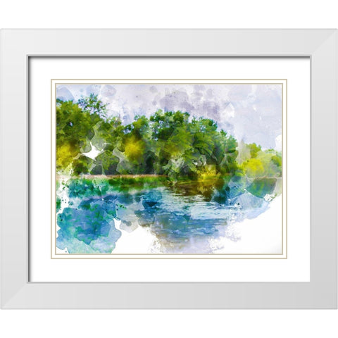 River Run IV White Modern Wood Framed Art Print with Double Matting by Young, Chamira