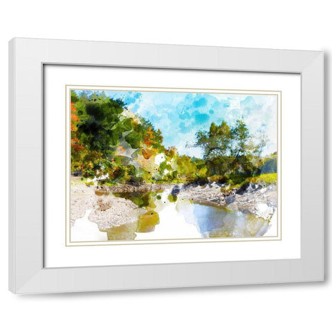 Tranquil Lake I White Modern Wood Framed Art Print with Double Matting by Young, Chamira