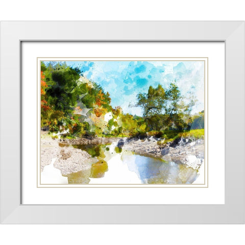 Tranquil Lake I White Modern Wood Framed Art Print with Double Matting by Young, Chamira