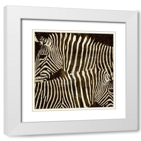 Zebras White Modern Wood Framed Art Print with Double Matting by Davison, Darren