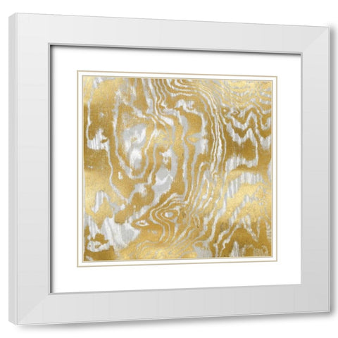 Gold Variations I White Modern Wood Framed Art Print with Double Matting by Carson, Danielle