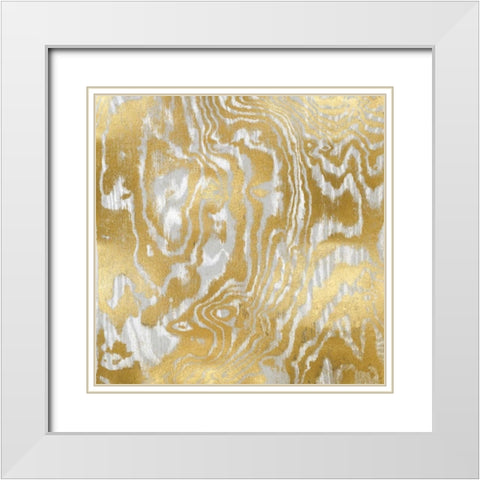 Gold Variations I White Modern Wood Framed Art Print with Double Matting by Carson, Danielle