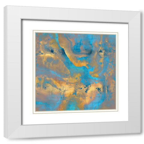 Stone with Turquoise and Gold White Modern Wood Framed Art Print with Double Matting by Carson, Danielle