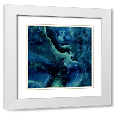 Stone with Blue and Green White Modern Wood Framed Art Print with Double Matting by Carson, Danielle