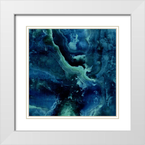 Stone with Blue and Green White Modern Wood Framed Art Print with Double Matting by Carson, Danielle