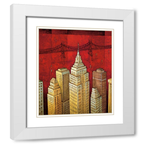NYC I White Modern Wood Framed Art Print with Double Matting by Stewart, David