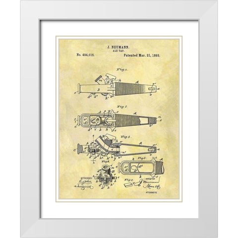 Ale Tap 1893 White Modern Wood Framed Art Print with Double Matting by Sproul, Dan