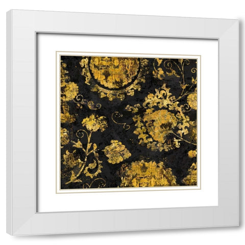 Adornment in Gold I White Modern Wood Framed Art Print with Double Matting by Roberts, Ellie