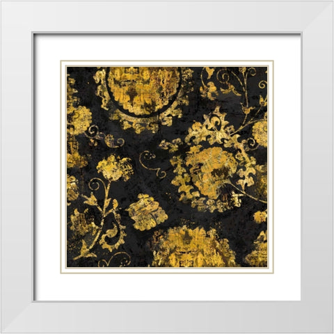 Adornment in Gold I White Modern Wood Framed Art Print with Double Matting by Roberts, Ellie