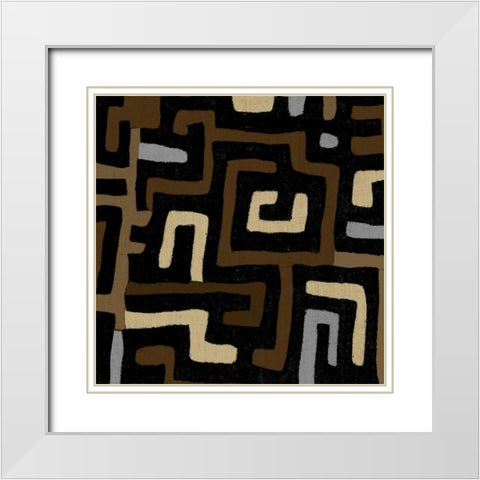 Mudcloth I White Modern Wood Framed Art Print with Double Matting by Roberts, Ellie