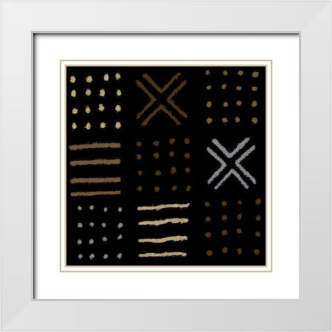 Mudcloth II White Modern Wood Framed Art Print with Double Matting by Roberts, Ellie