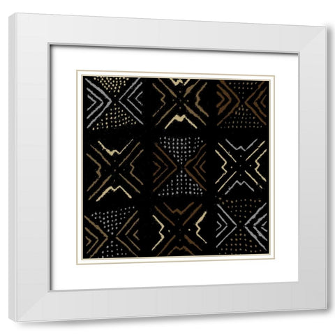 Mudcloth III White Modern Wood Framed Art Print with Double Matting by Roberts, Ellie