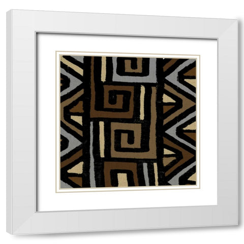 Mudcloth VI White Modern Wood Framed Art Print with Double Matting by Roberts, Ellie