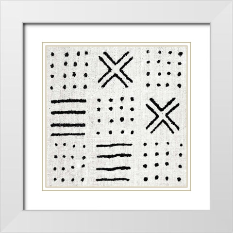 Mudcloth White II White Modern Wood Framed Art Print with Double Matting by Roberts, Ellie