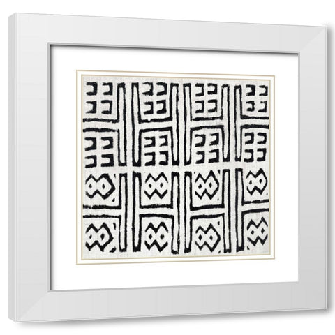 Mudcloth White VII White Modern Wood Framed Art Print with Double Matting by Roberts, Ellie