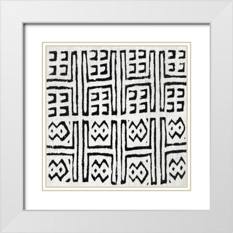 Mudcloth White VII White Modern Wood Framed Art Print with Double Matting by Roberts, Ellie