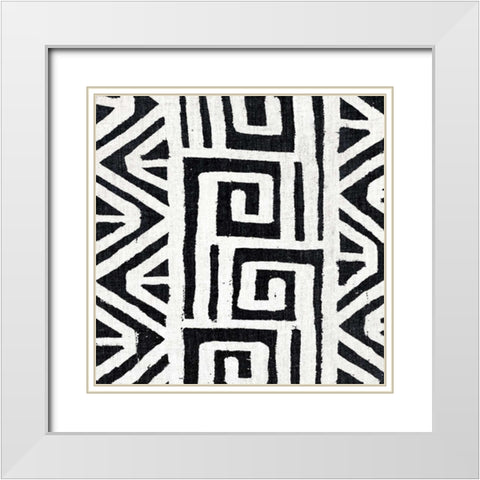 Mudcloth White VIII White Modern Wood Framed Art Print with Double Matting by Roberts, Ellie