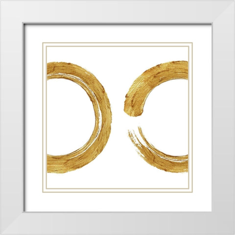 Gold Zen Circle on White II White Modern Wood Framed Art Print with Double Matting by Roberts, Ellie