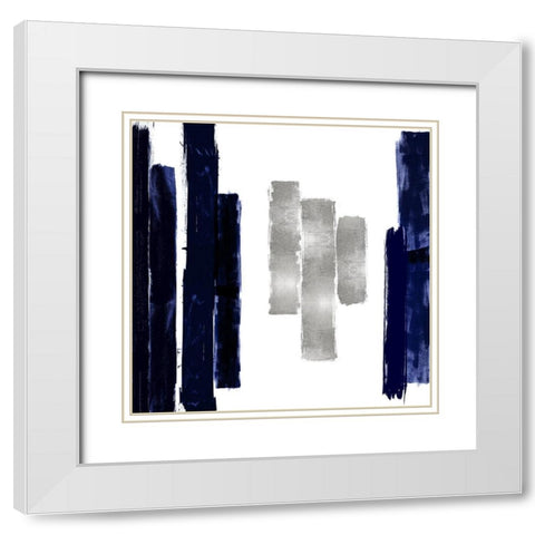 Vertical Blue and Silver II White Modern Wood Framed Art Print with Double Matting by Roberts, Ellie