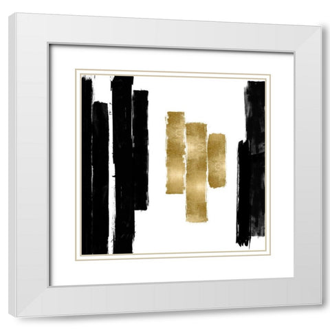 Vertical Black and Gold II White Modern Wood Framed Art Print with Double Matting by Roberts, Ellie