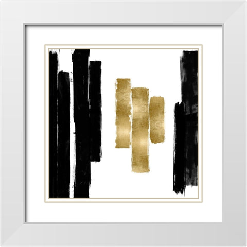 Vertical Black and Gold II White Modern Wood Framed Art Print with Double Matting by Roberts, Ellie