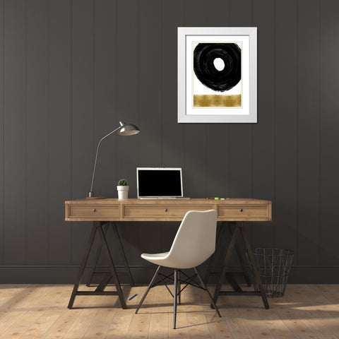 Glide Black and Gold I White Modern Wood Framed Art Print with Double Matting by Roberts, Ellie