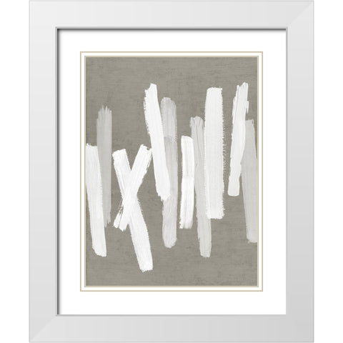 Strokes Neutral II White Modern Wood Framed Art Print with Double Matting by Roberts, Ellie