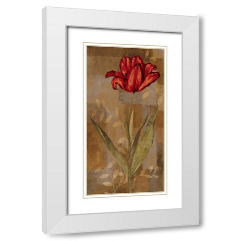 Red Impression I White Modern Wood Framed Art Print with Double Matting by Lange, Erin
